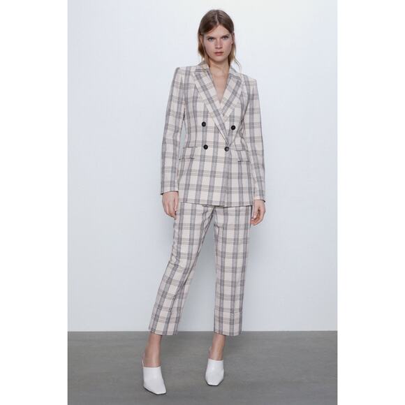 Zara Double Breasted Plaid Blazer Jacket - Picture 1 of 8
